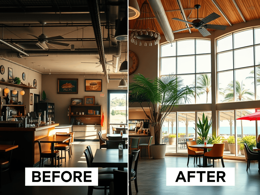 Before and after commercial renovation